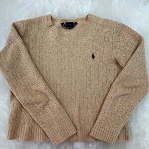 Ralph Lauren Sport Lambs Wool Long Sleeve Sweater Kids Size XL Tan